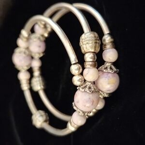 35. Wrap bracelet with silver and lavender beads
